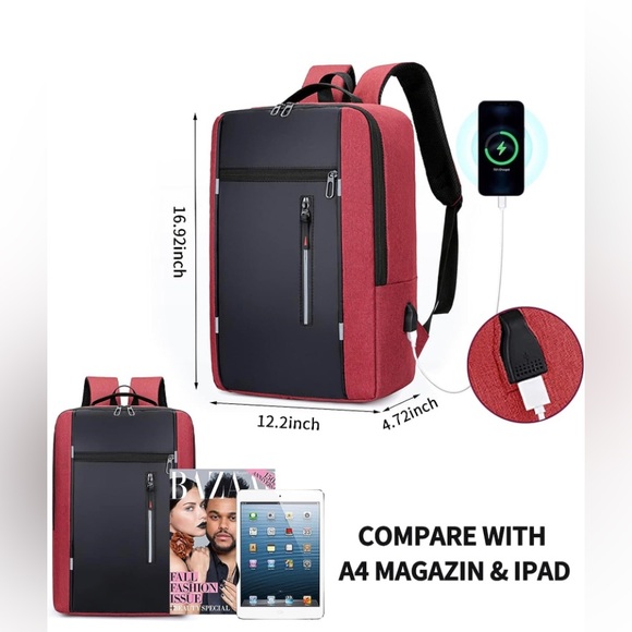 Laptop Backpack with USB Charging Port Travel and Daily Business School Backpack - Picture 5 of 6